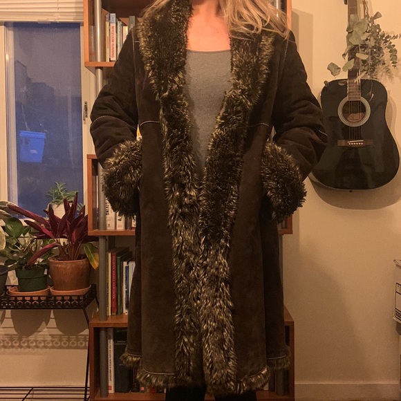 Vintage Plus Suede and Faux Fur Long Winter Coat - Picture 2 of 6